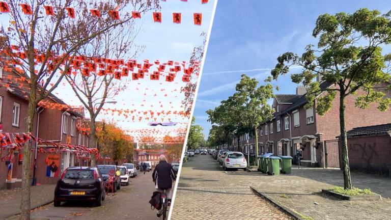 De Ahornstraat vorig jaar en dit jaar (foto: Raymond Merkx).