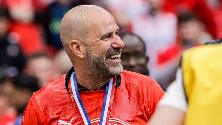 Peter Bosz bij het titelfeest in mei (foto: OrangePictures).