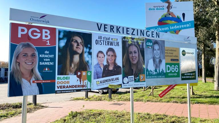 Veel vrouwen op de Oisterwijkse verkiezingsposters. 