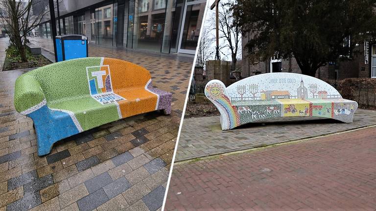 Links een Social Sofa in Tilburg en rechts een Sophey bank in Boerdonk (foto: Collin Beijk)