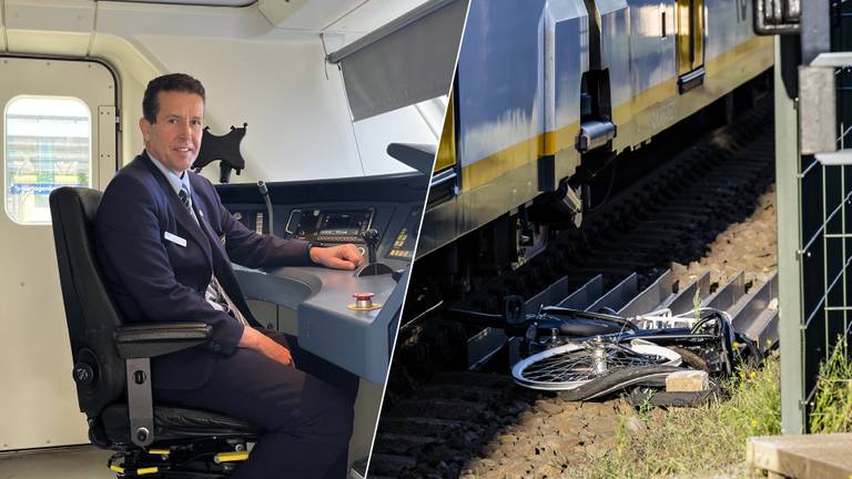 Machinist Jan en de verwoeste fiets in Rijen (foto: Omroep Brabant).