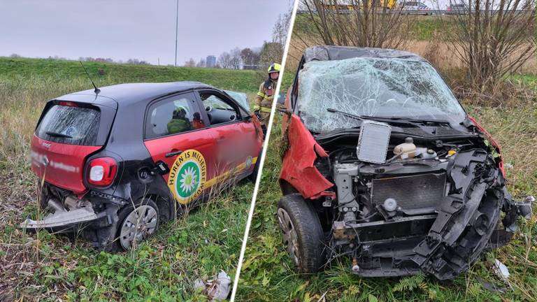 De auto is total loss (foto: Politie Den Bosch).