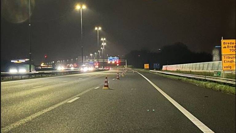 Wegwerkzaamheden op de A58 (foto: Verkeerspolitie Zeeland-West-Brabant/Instagram).