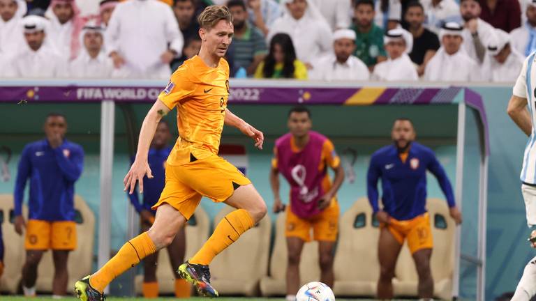 Luuk de Jong tijdens zijn enige optreden op het WK in Qatar (foto: OrangePictures).