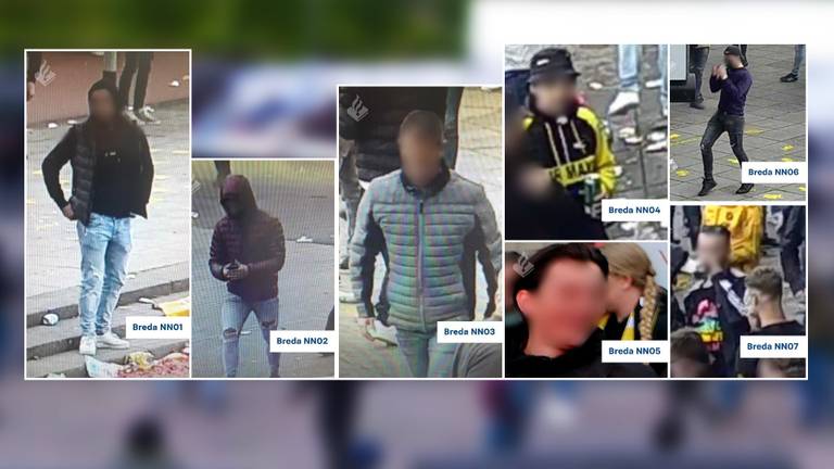 Van deze zeven relschoppers heeft de politie de beelden vrijgegeven 