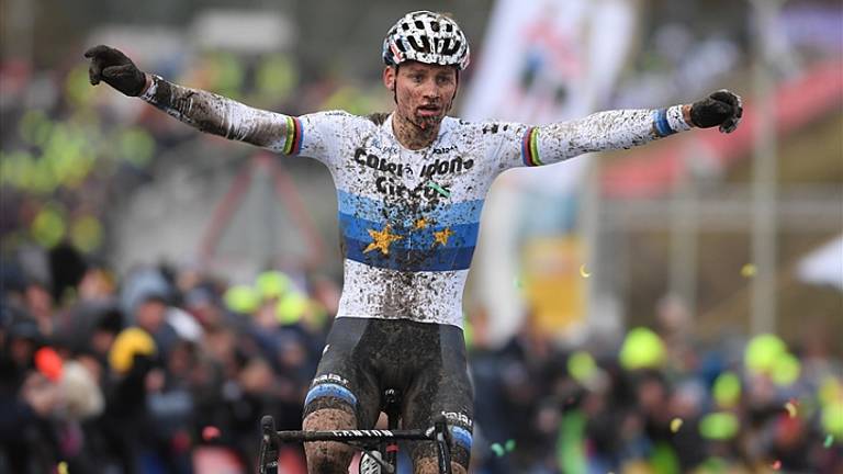 Mathieu van der Poel won in 2019 tijdens de World Cup Hoogerheide (archieffoto: VI Images). 