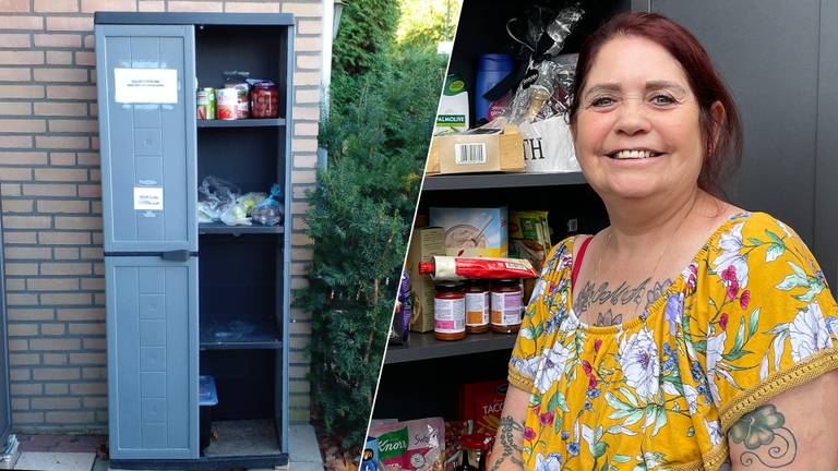 De vernielde boodschappenkast van Marina uit Veldhoven.