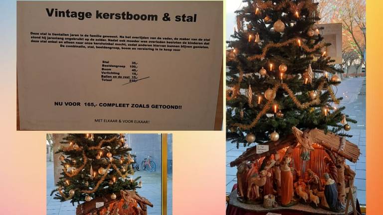 Complete sets met boom, slingers, ballen en zelfs kerststal werden verkocht (foto:kerstkringloopwinkel)