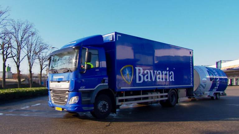 Biertruck van Bavaria op weg