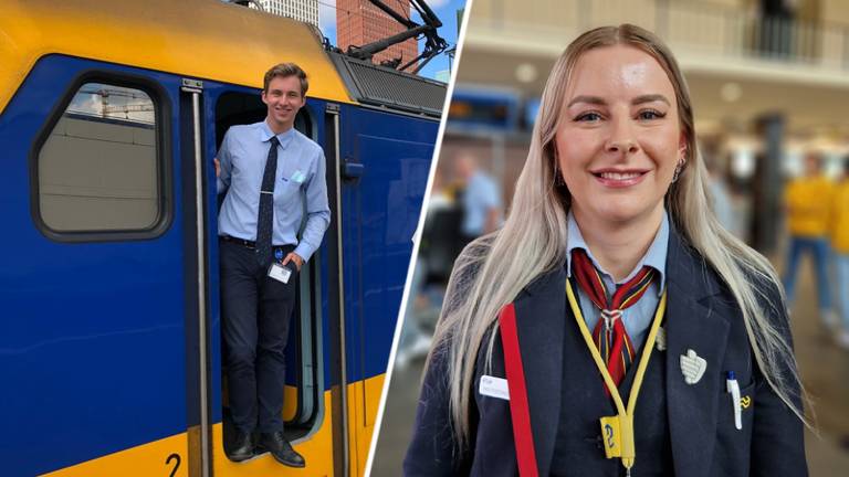 Rens (22) en Sanne (26) hebben plezier in hun werk als machinist en conducteur.