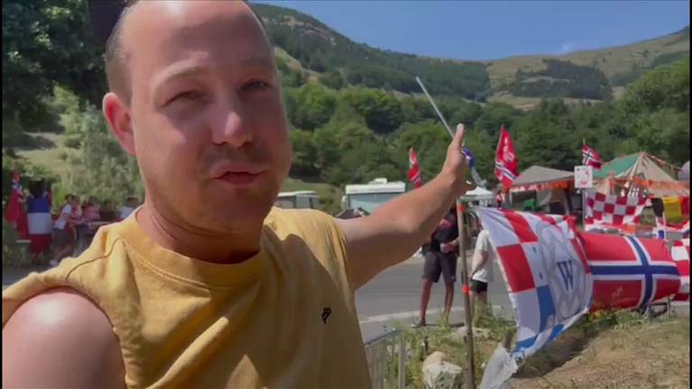 John op de Alpe d'Huez.