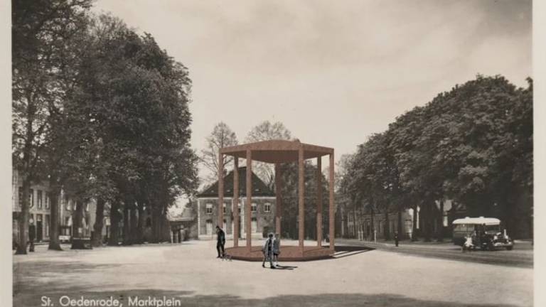 Een van de ontwerpen zoals de nieuw kiosk er uit zou kunnen zien. (bron: gemeente Meierijstad).