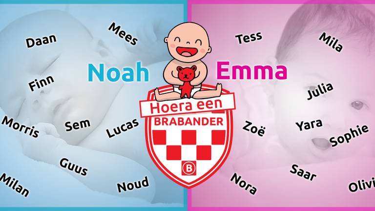 Meest populaire Brabantse babynamen. 
