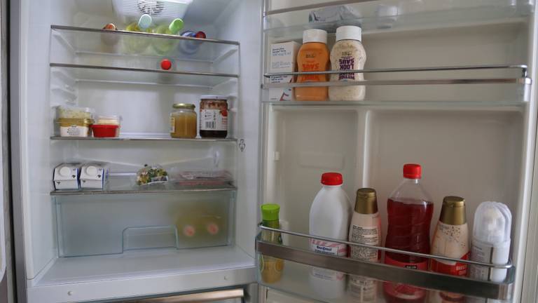 In de koelkast van Monique is vaak een tekort aan verse producten (Foto: Karin Kamp)