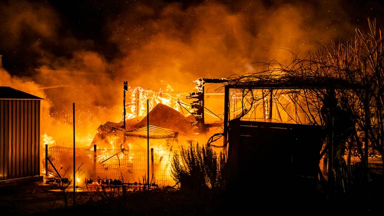 Brand verwoest tuinhuisje Tilburg (foto: Jack Brekelmans / SQ Vision).