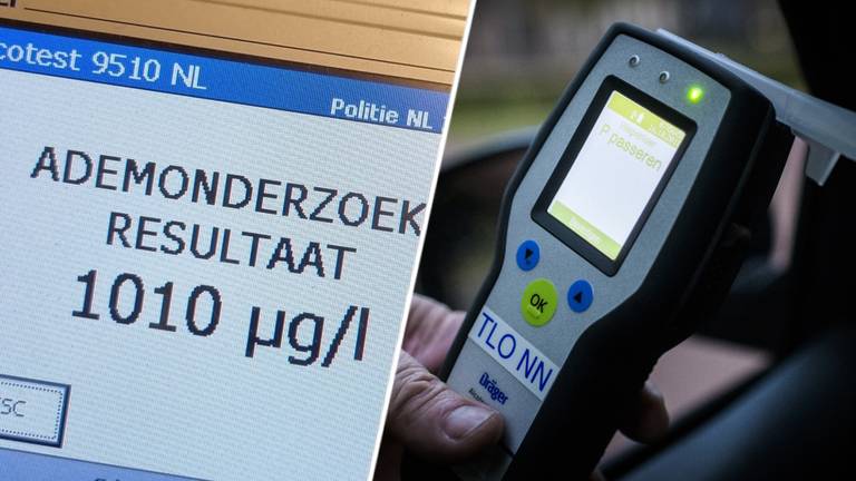 Het resultaat van de ademanalyse van de dronken bestuurder (foto: politie Den Bosch).