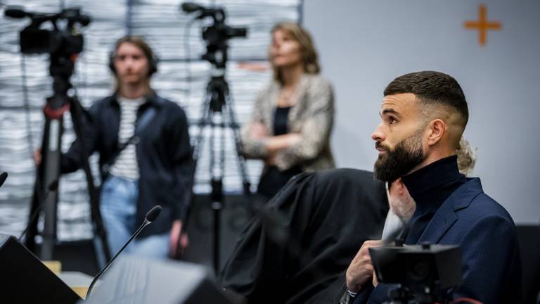 Rai Vloet tijdens de eerdere zitting, de voetballer was maandag niet aanwezig bij de uitspraak (foto: ANP).