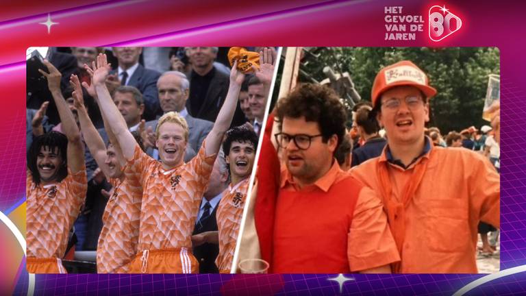 Joost Frencken met een van zijn vrienden op de EK-finale (rechts, foto: privé). 