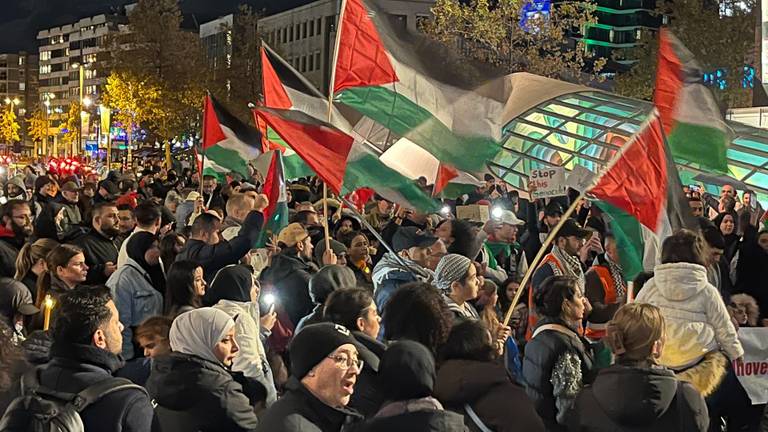 De stille tocht in Eindhoven met veel Palestijnse vlaggen)