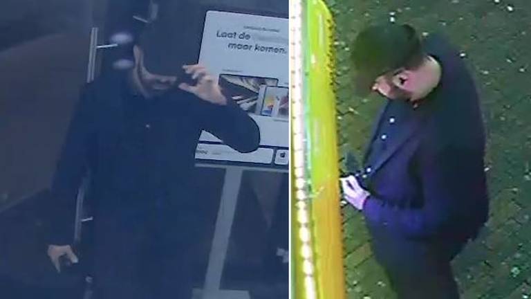 De man die het gestolen geld van de vrouw pint (foto: politie).