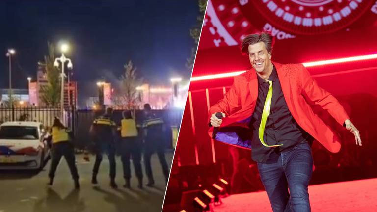 Van links naar rechts: agenten los op Snollebollekes tijdens Koningsdag