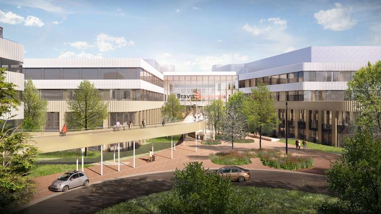 De hoofingang van het nieuwe Bravis ziekenhuis in Roosendaal (foto: Bravis ziekenhuis).