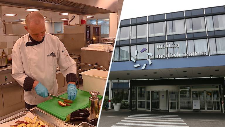 Links: Maurice bereidt het kerstdiner voor (archieffoto 2017); rechts: Het Máxima Medisch Centrum in Veldhoven (archieffoto).