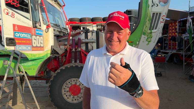 Ben de Groot heeft de strijd in de Dakar Rally moeten staken door een gebroken duim (foto: Omroep Brabant)