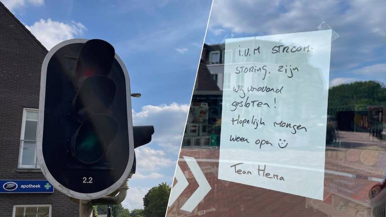 Stoplichten zijn uitgevallen en de Hema in Sint-Michielsgestel is dicht (foto's: Noël van Hooft).