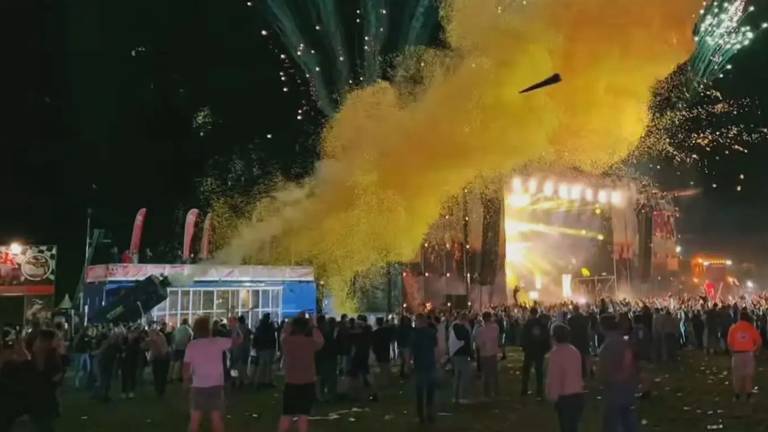 Het confettikanon dat kapot ging op Boerenrock (foto: DMG Deurne).