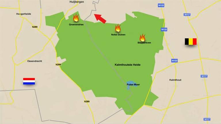 De brand trekt naar het westen