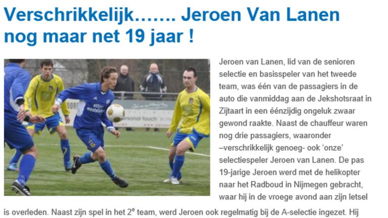 In Memoriam voor Jeroen van Lanen (Foto: Blauw Geel '38)