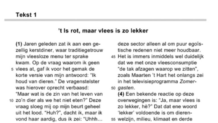 Het bewuste artikel in het havo-examen Nederlands (Bron: CITO)