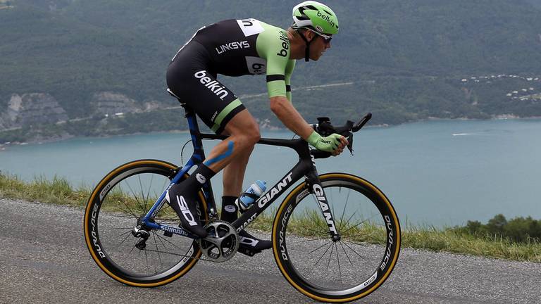 Lars Boom in de klimtijdrit van de Tour de France 2013 (foto: ANP)