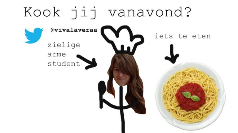 Studente Vera Siemons uit Breda is platzak en wil bij iedereen thuis eten, gratis!