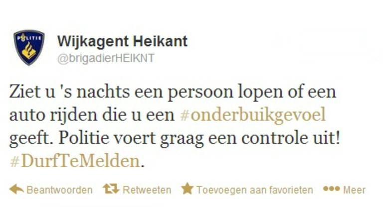 Tweet van de wijkagent.