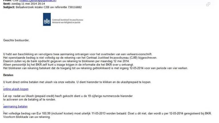 De nep-email uit naam van het CJIB