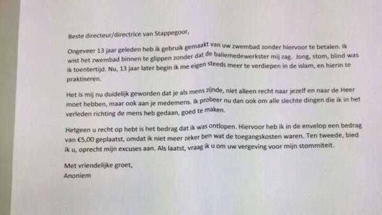 Zwemmer heeft na dertien jaar spijt (archieffoto: Facebook)