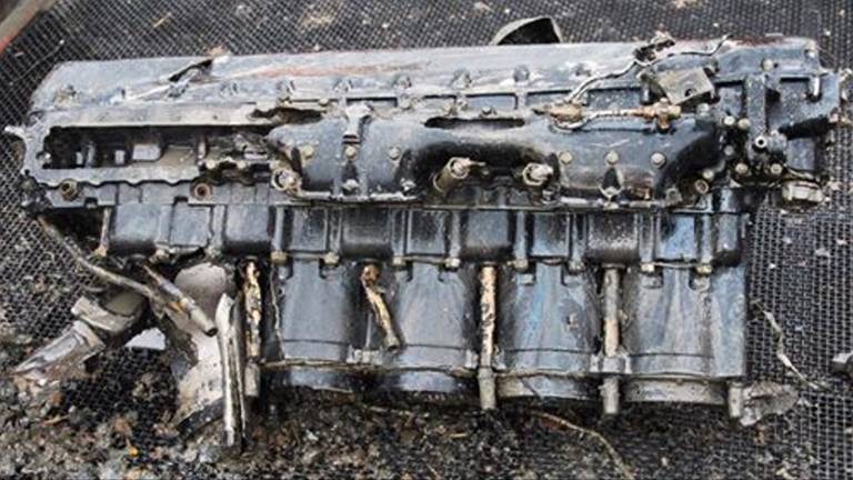 Een stuk van het motorblok (Foto: Gemeente Werkendam)