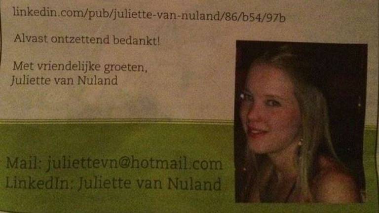 Juliette van Nuland (bron: Twitter) 