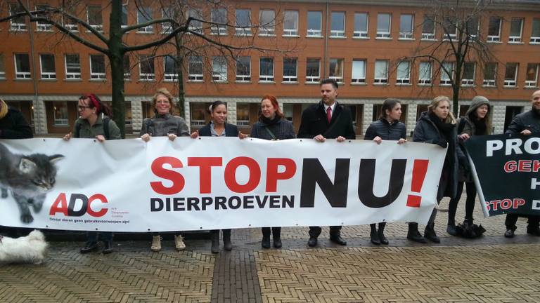 Demonstranten kwamen massaal naar de rechtszaak.