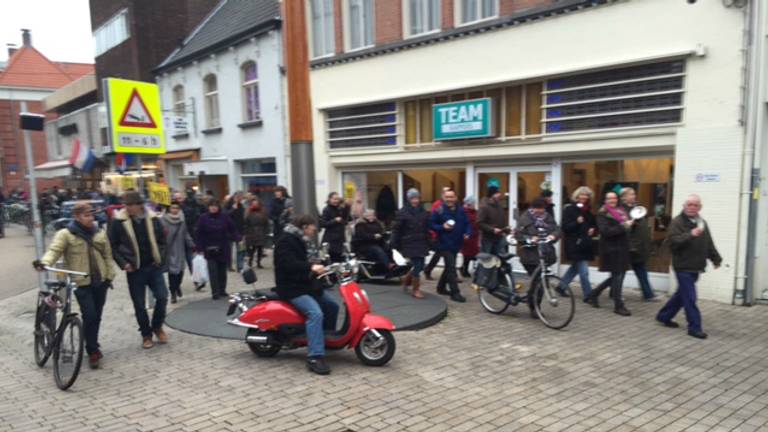 Een protest van mensen van De Pollepel