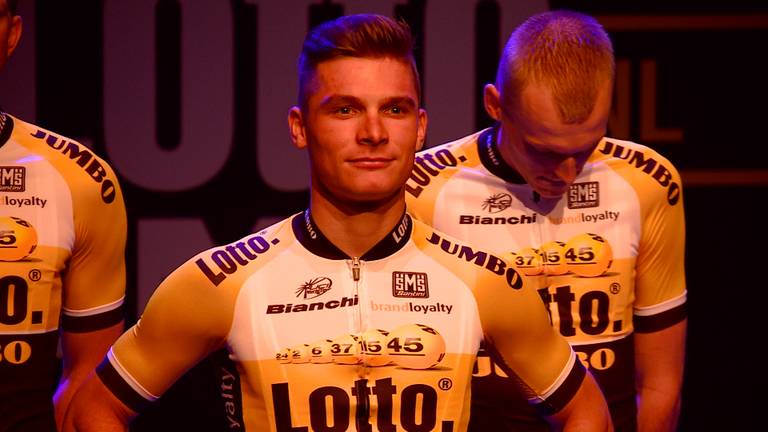 Moreno Hofland tijdens de presentatie van Team LottoNL-Jumbo