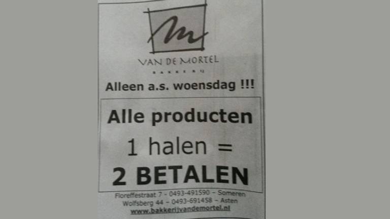 De advertentie van Bakkerij van de Mortel (bron: Bram van Oosterhout / Twitter)