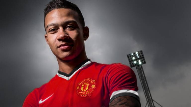 Depay in het shirt Manchester United, zo ziet dat eruit (Beeld: VI Images/Bewerking: S. Rooijmans)