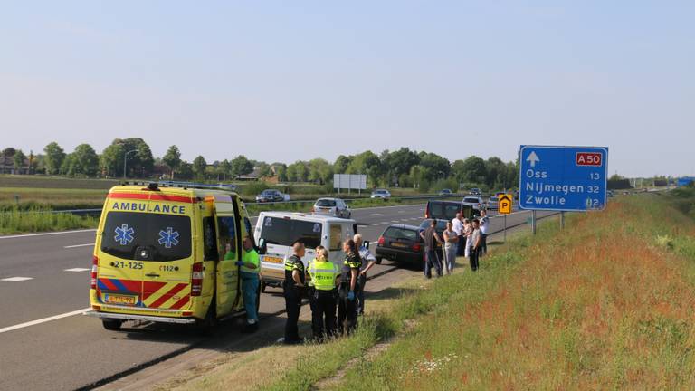 Botsing op de A50 bij Uden (foto: AS Media)