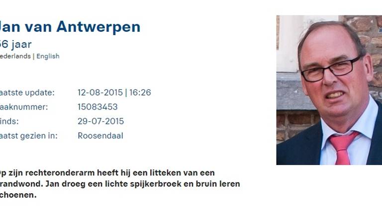 Jan van Antwerpen uit Roosendaal weer terecht.