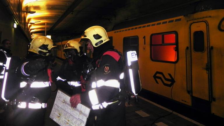Een eerdere oefening in de spoortunnel Best (Bron: ProRail)