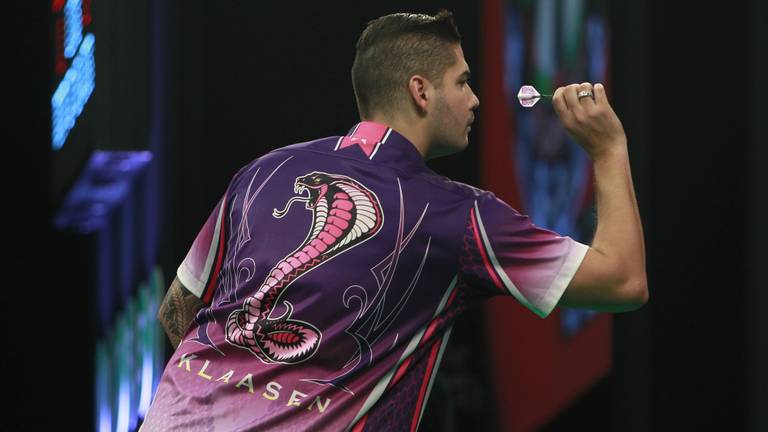 Jelle Klaasen in actie. (Foto: Lawrence Lustig/PDC).