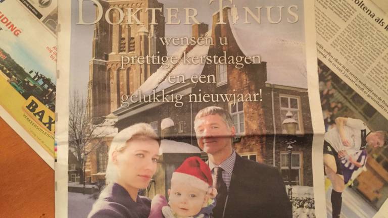 Dokter Tinus bedankt inwoners Woudrichem in advertentie huis-aan-huiskrant Het Kontakt (foto: Rob Bartol).